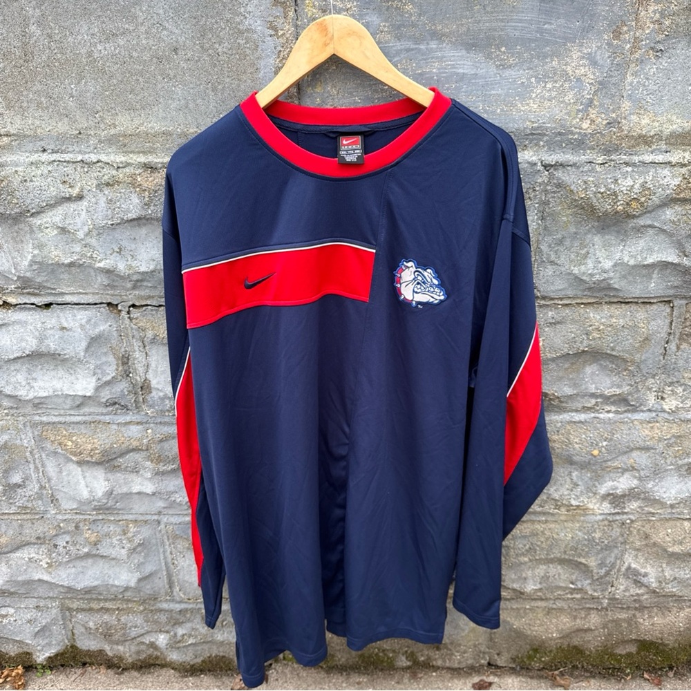 Gonzaga Bulldogs Vtg Y2K 2004 Nike Team Warmup Up Jersey LS Shirt Basketball
